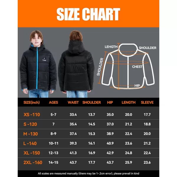 Kids Heated Jacket  Boys and Girls Heating Jackets Hoodie Coat With Battery Pack Heated Clothing for SkiingBlue