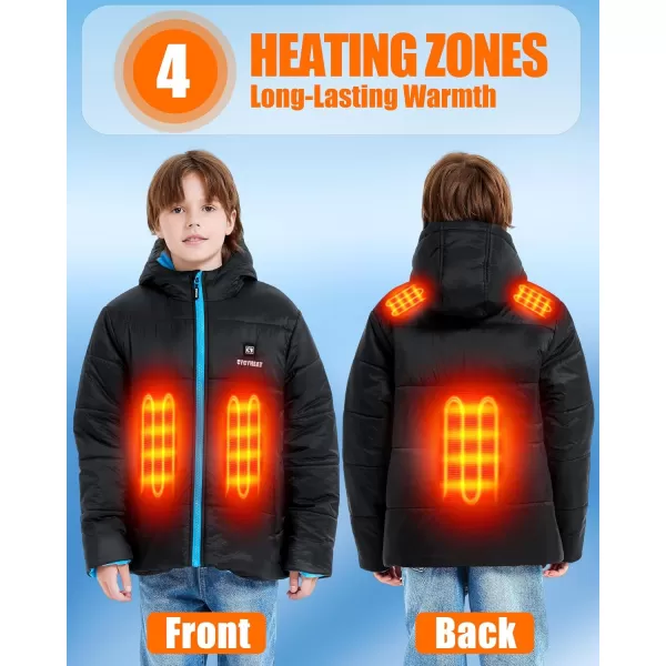Kids Heated Jacket  Boys and Girls Heating Jackets Hoodie Coat With Battery Pack Heated Clothing for SkiingBlue