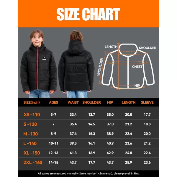 Kids Heated Jacket  Boys and Girls Heating Jackets Hoodie Coat With Battery Pack Heated Clothing for SkiingRed
