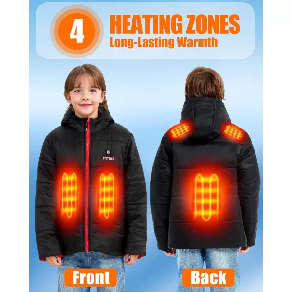 Kids Heated Jacket  Boys and Girls Heating Jackets Hoodie Coat With Battery Pack Heated Clothing for SkiingRed
