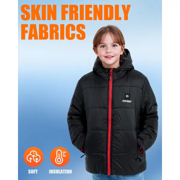Kids Heated Jacket  Boys and Girls Heating Jackets Hoodie Coat With Battery Pack Heated Clothing for SkiingRed