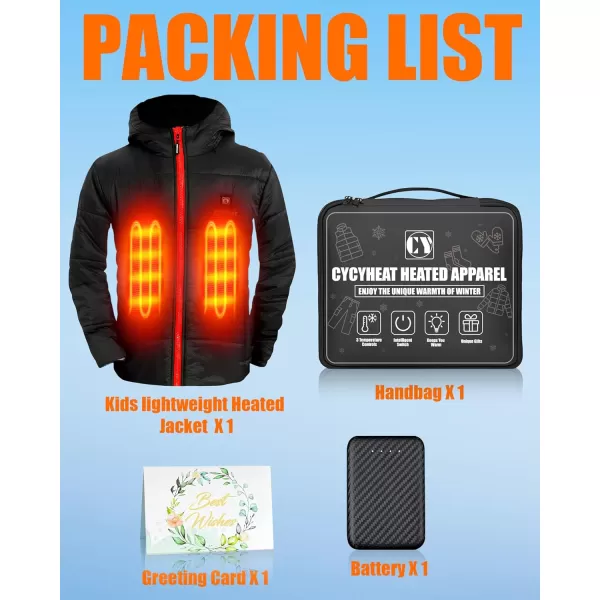 Kids Heated Jacket  Boys and Girls Heating Jackets Hoodie Coat With Battery Pack Heated Clothing for SkiingRed