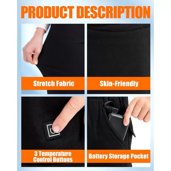 Kids Heated Pants Boys and Girls Heating Pants for Battery Pack Included Suitable for Winter Outdoor Heated PantsBlack