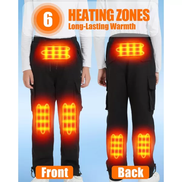 Kids Heated Pants Boys and Girls Heating Pants for Battery Pack Included Suitable for Winter Outdoor Heated PantsBlack