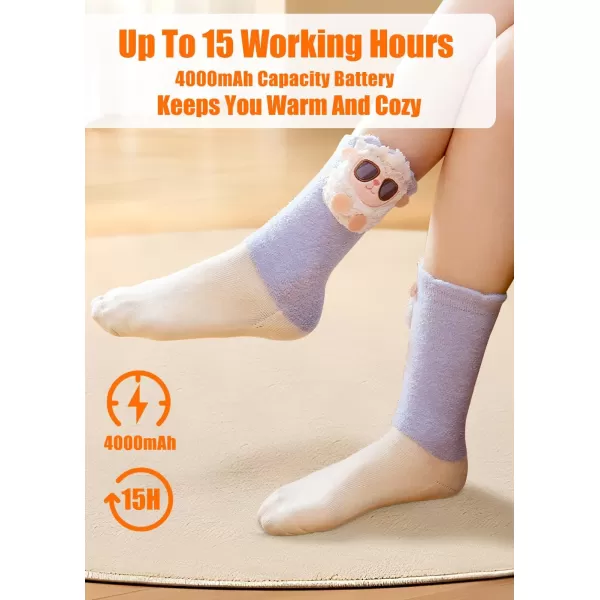 Kids Heated Socks  Boys and Girls Foot Warmer Electric Heating Socks with 4000mah Battery 3 Heating LevelsBlue