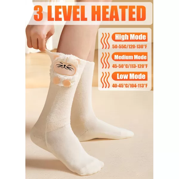 Kids Heated Socks  Boys and Girls Foot Warmer Electric Heating Socks with 4000mah Battery 3 Heating LevelsWhite
