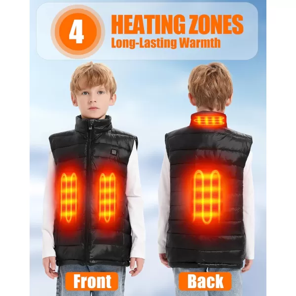 Kids Heated Vest  Boys and Girls Lightweight Heating Vest Jacket Coat With Battery Pack Heated Clothing for SkiingBlack