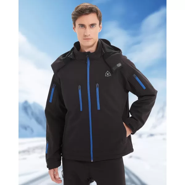 Men Heated Jacket  Soft Shell Electric Heating Hoodie Coat for Mens with 74v Battery 4 in 1 Smart ControllerBlack