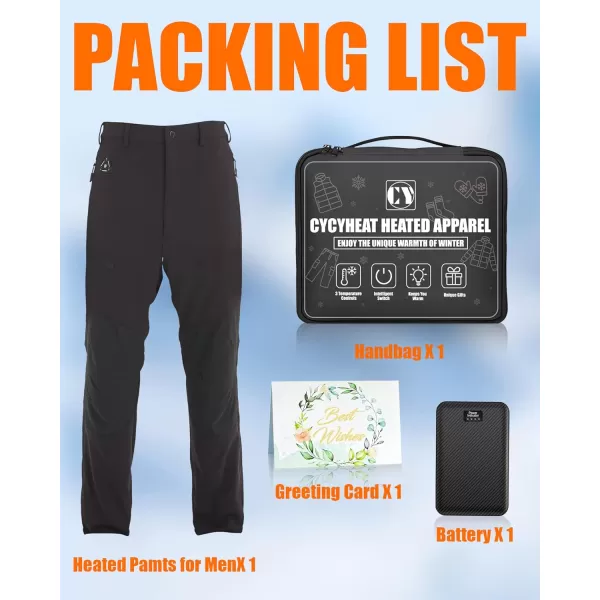 Men Heated Pants  Heating Pants for 74v 16000mAh Battery for Hunting Skiing Pants 4 in 1 Smart ControllerBlack