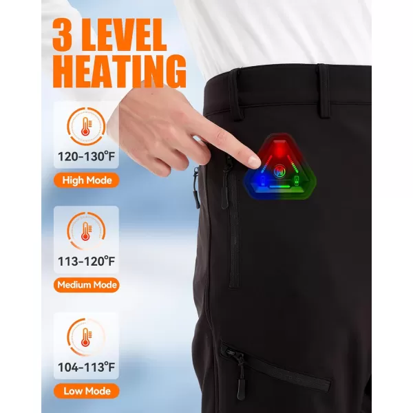 Men Heated Pants  Heating Pants for 74v 16000mAh Battery for Hunting Skiing Pants 4 in 1 Smart ControllerBlack