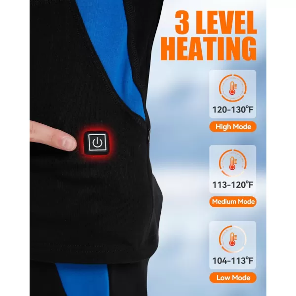 Men Heated Underwear Elastic Heated Thermal Underwear Pants Set for Mens 2Pcs 74V DC10000mah BatteryBlack