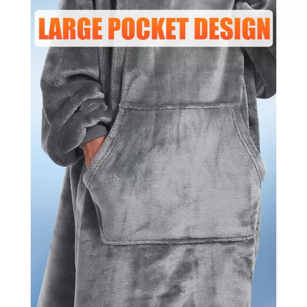 Wearable Blanket Hoodie  Cozy Blanket with Giant Pocket Wearable Blanket for OutdoorsGray