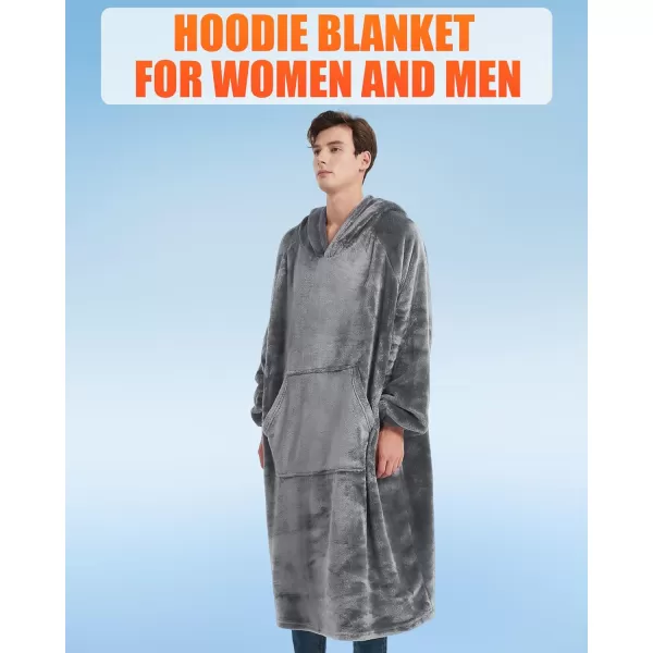 Wearable Blanket Hoodie  Cozy Blanket with Giant Pocket Wearable Blanket for OutdoorsGray