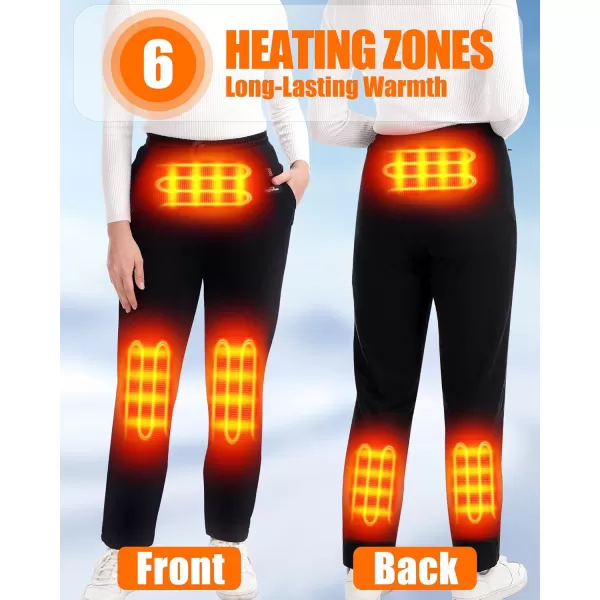 Women Heated Pants  Thicken Heating Pants for Womens 6 Heated Zone 3 Temperature Control Batteries Not IncludedBlack