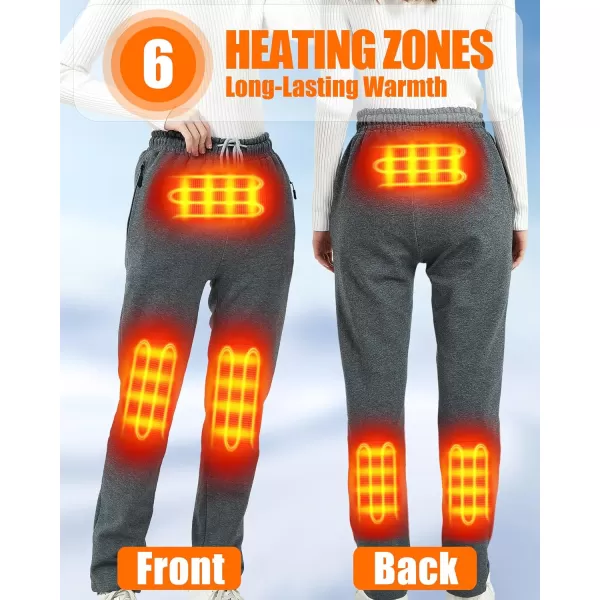 Women Heated Pants  Thicken Heating Pants for Womens 6 Heated Zone 3 Temperature Control Batteries Not IncludedGreyincludes 10000mah Battery
