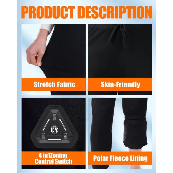 Women Heated Pants  Thicken Heating Pants for Womens with 74V 16000mAh Battery4 in 1 Smart ControllerBlack  4 In1control Switchincludes 16000mah Battery