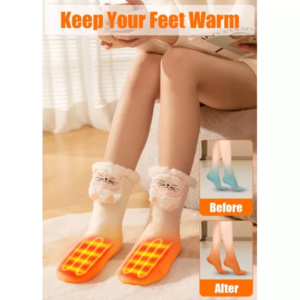 Women Heated Socks Foot Warmer for Bed Indoor Thickening Electric Heating Socks with 4000mah Battery 3 Heating LevelsWhite