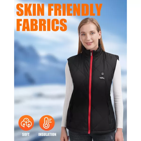 Women Heated Vest  Lightweight Heating Vest Jacket Coat Clothing 8 Heated Zones 3 Temperature LevelsBlack 10000mah Battery Included