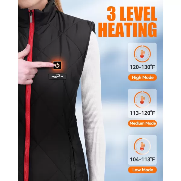 Women Heated Vest  Lightweight Heating Vest Jacket Coat Clothing 8 Heated Zones 3 Temperature LevelsBlack 10000mah Battery Included