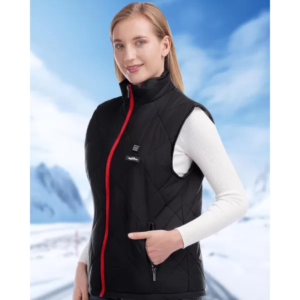 Women Heated Vest  Lightweight Heating Vest Jacket Coat Clothing 8 Heated Zones 3 Temperature LevelsBlack 10000mah Battery Included