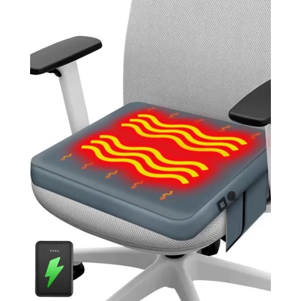 10000mAh Heated Seat Cushion Battery Operated  Portable USB Rechargeable Heating Seat CushionGray