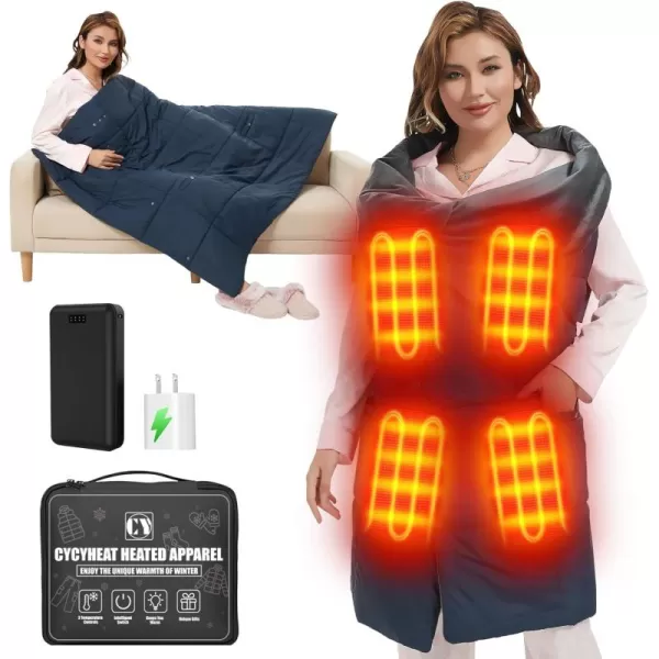 20000mAh Heated Blanket Battery Operated  74V DC Portable Wireless Cordless USB Heating Blanket for OutdoorsBluewith 20000mah 74v Dc Battery