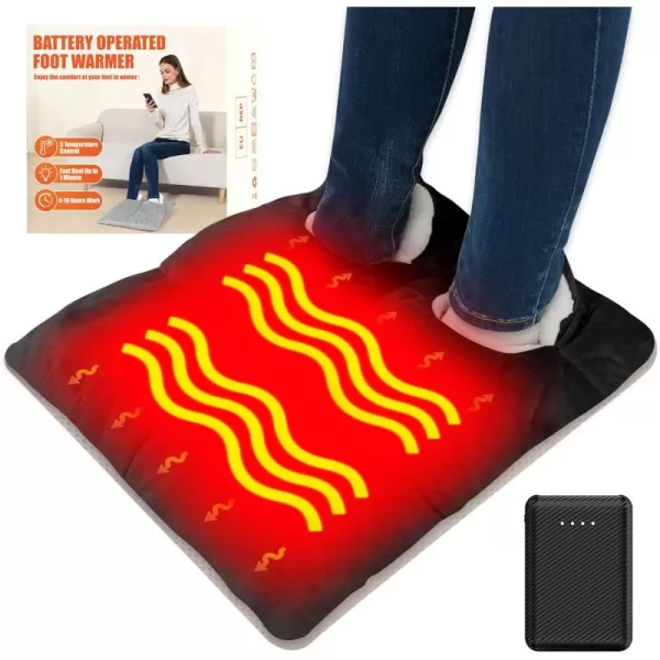 Foot Warmer Battery Operated  Rechargeable Wireless Foot Heating Pad for Under Desk and Bed Men ampamp Women Electric Heated FootBlack