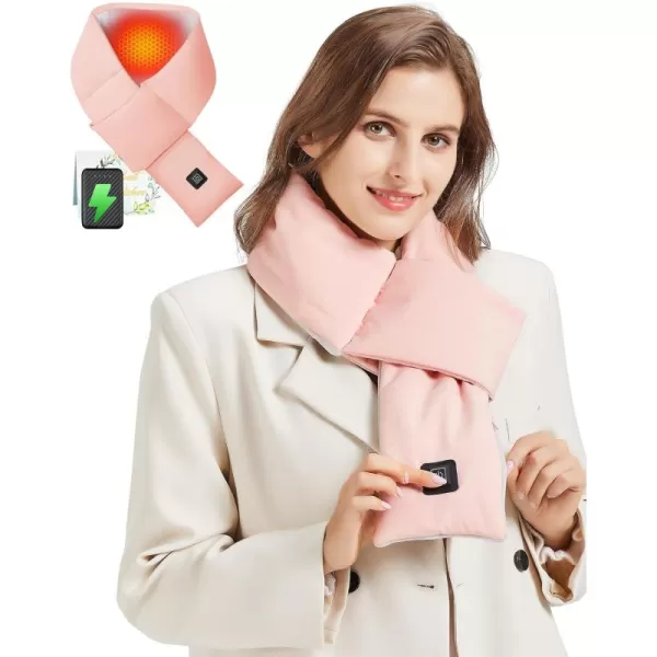Heated Scarf  Neck Warmer Men and Women Rechargeable Heating Scarfs with Battery 3 Heated Levels Christmas GiftPink