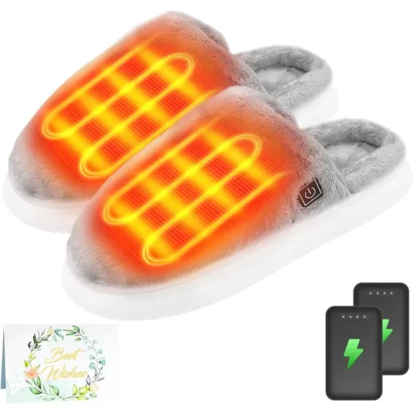 Heated Slippers  Foot Warmer for Men ampamp Women Electric Heating Slippers with 2 Pcs 4000mAh Battery 3 Heating LevelsFlat Slippers