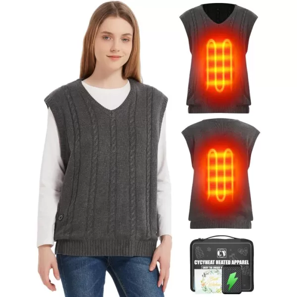 Heated Sweater Jacket Vest for Men and Women 74V Lightweight Heating Sweater Coat with 10000mAh BatteryVest Dark Gray