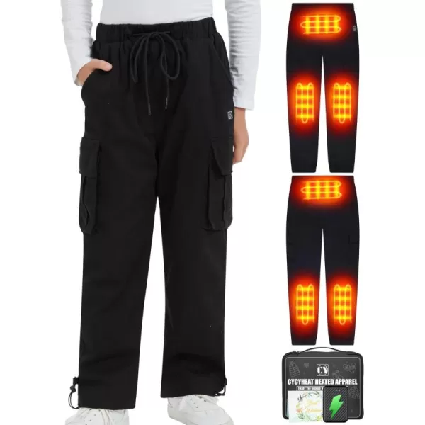 Kids Heated Pants Boys and Girls Heating Pants for Battery Pack Included Suitable for Winter Outdoor Heated PantsBlack