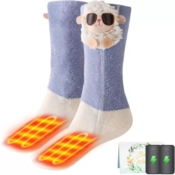 Kids Heated Socks  Boys and Girls Foot Warmer Electric Heating Socks with 4000mah Battery 3 Heating LevelsBlue