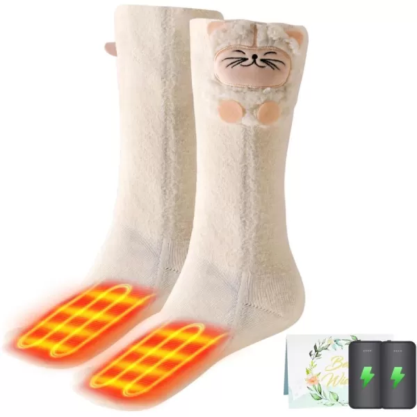 Kids Heated Socks  Boys and Girls Foot Warmer Electric Heating Socks with 4000mah Battery 3 Heating LevelsWhite