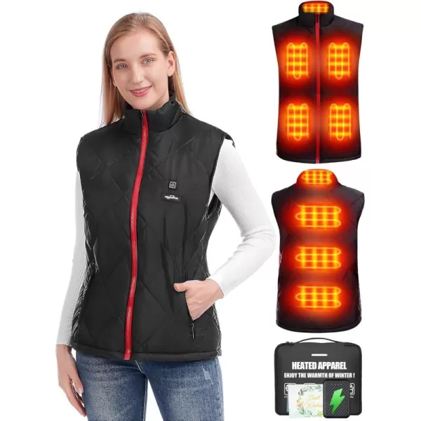 Women Heated Vest  Lightweight Heating Vest Jacket Coat Clothing 8 Heated Zones 3 Temperature LevelsBlack 10000mah Battery Included