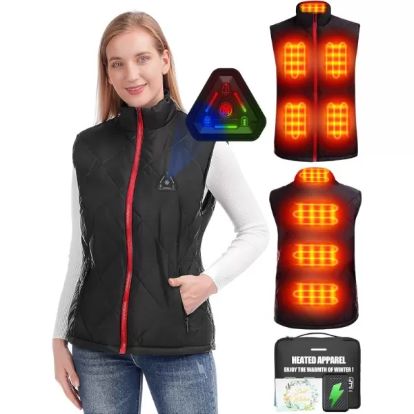 Women Heated Vest  Lightweight Heating Vest Jacket Coat Clothing 8 Heated Zones 3 Temperature LevelsBlack 74v Dc Port 12000mah Battery Included