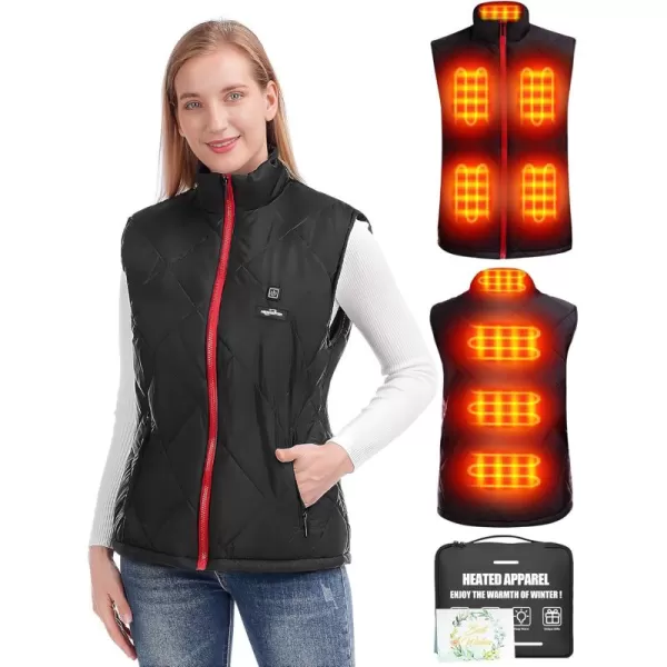 Women Heated Vest  Lightweight Heating Vest Jacket Coat Clothing 8 Heated Zones 3 Temperature LevelsBlackbattery Not Included