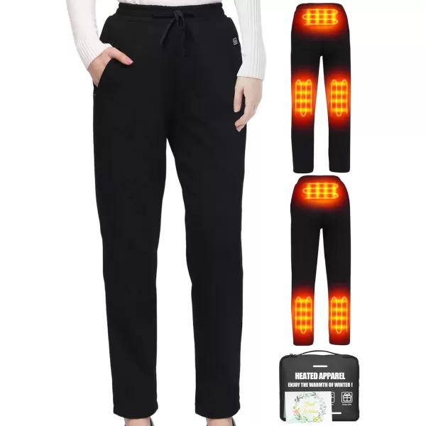 imageWomen Heated Pants Soft Heating Sweat Pants for Womens 6 Heated Zone 3 Temperature Control Batteries Not IncludedBlackbattery Not Included