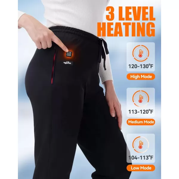 imageWomen Heated Pants Soft Heating Sweat Pants for Womens 6 Heated Zone 3 Temperature Control Batteries Not IncludedBlackincludes 10000mah Battery