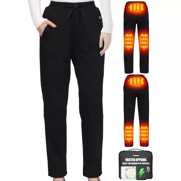 imageWomen Heated Pants Soft Heating Sweat Pants for Womens 6 Heated Zone 3 Temperature Control Batteries Not IncludedBlackincludes 10000mah Battery