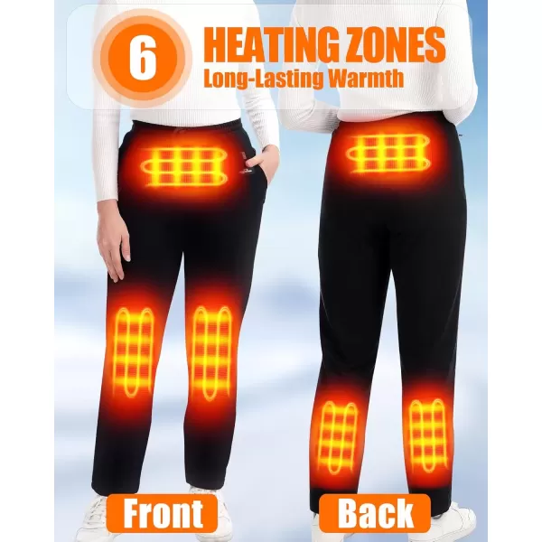 imageWomen Heated Pants Soft Heating Sweat Pants for Womens 6 Heated Zone 3 Temperature Control Batteries Not IncludedBlackincludes 10000mah Battery