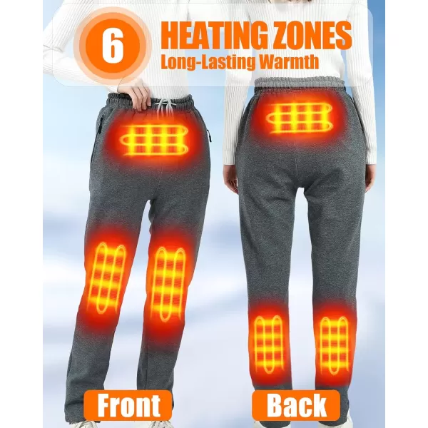 imageWomen Heated Pants Soft Heating Sweat Pants for Womens 6 Heated Zone 3 Temperature Control Batteries Not IncludedGreybattery Not Included