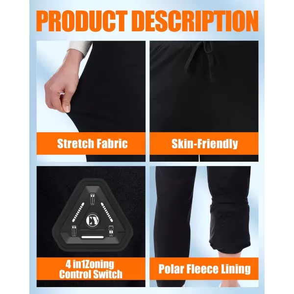 imageWomen Heated Pants Soft Heating Sweat Pants for Womens with 74V 16000mAh Battery4 in 1 Smart ControllerBlack  4 In1control Switchincludes 16000mah Battery