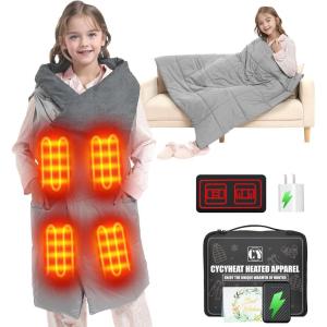 imageKids Heated Blanket Battery Operated  Boys and Girls 74V DC Portable Wireless Cordless USB Heating Blanket for OutdoorsGrey