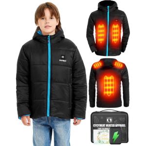 imageKids Heated Jacket  Girls and Boys Heating Jackets Hoodie Coat With Battery Pack Heated Clothing for SkiingBlue