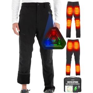 imageMen Heated Pants  Hunting Skiing Heating Pants Whit 74v 16000mAh Batter 4 in 1 Smart ControllerBlack
