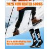 imageKids Heated Socks  Boys and Girls Electric Heating Wool Knee High Skiing Socks Upgraded 5000mAh Battery PackBlack