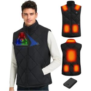 imageMen Heated Vest  Quilted Lightweight Heating Jacket Coat for Mens Upgraded 74V Battery PackBlack