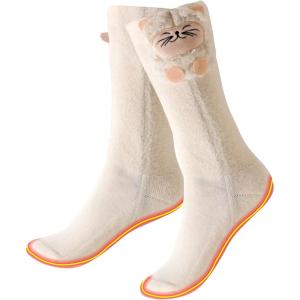 imageWomen Heated Socks Cute Electric Heating Socks for Womens Upgraded 4000mAh Battery Pack Not Ski SocksWhite