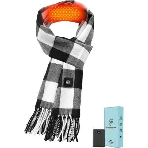 imageHeated Scarf  Neck Warmer Men and Women Rechargeable Heating Scarfs with 10000mAh Battery 3 Heated LevelsBlack White