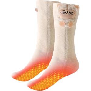 imageKids Heated Socks  Boys and Girls Cute Electric Heating SocksUpgraded 4000mAh Battery Pack Not Ski SocksWhite